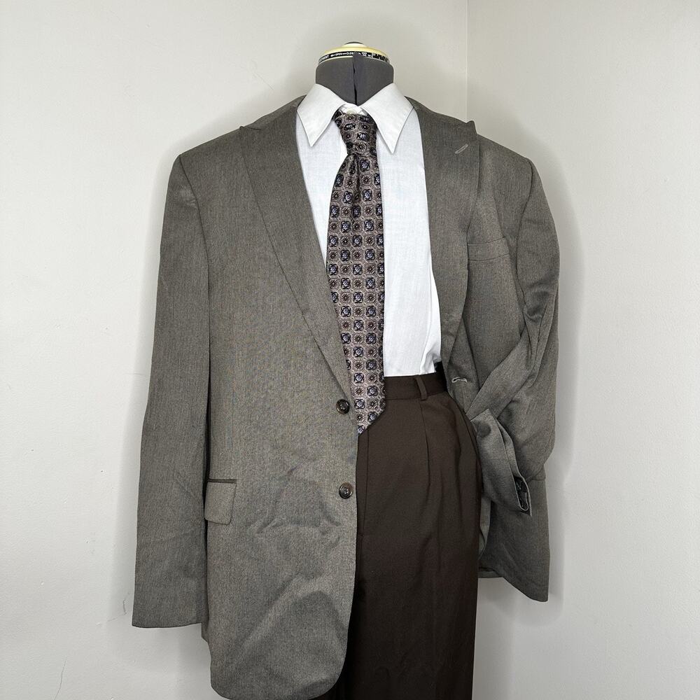 Mens 46R Blazer Gray 2 Button 3XL 50" Sport Coat Suit Jacket Claiborne
